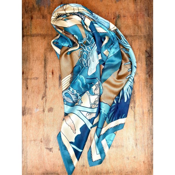 Inoui Editions šilko ir modalo skara JARDIN TURQUOISE